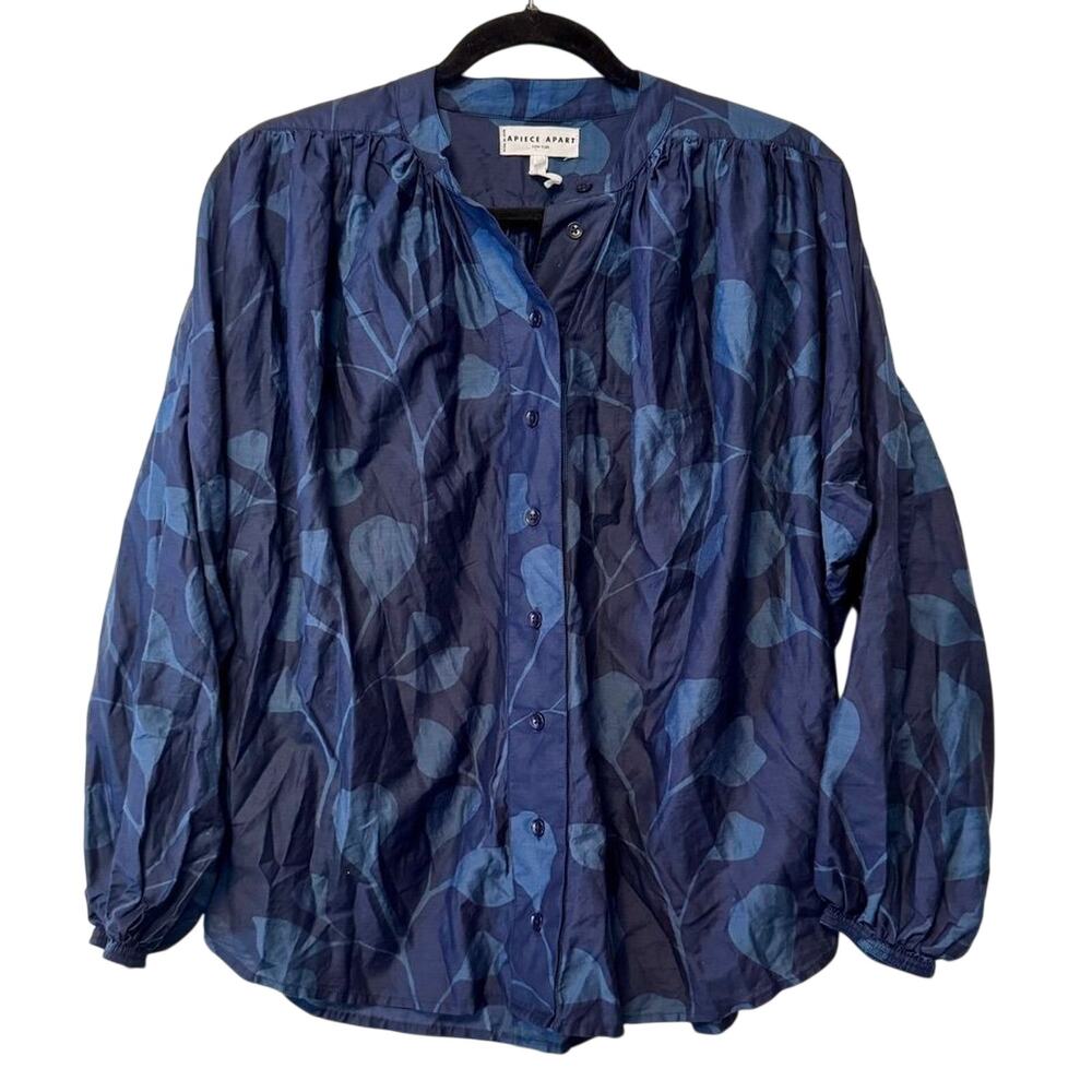 Apiece Apart Oro Top in Indigo Trellis - Picture 4 of 6